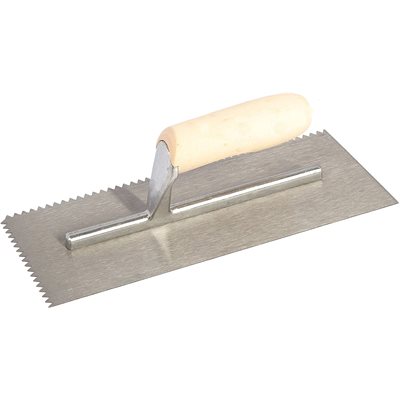 TROWEL V-NOTCH TEMPERED STEEL WOOD HANDLE ¼ X 3 / 16" 11IN
