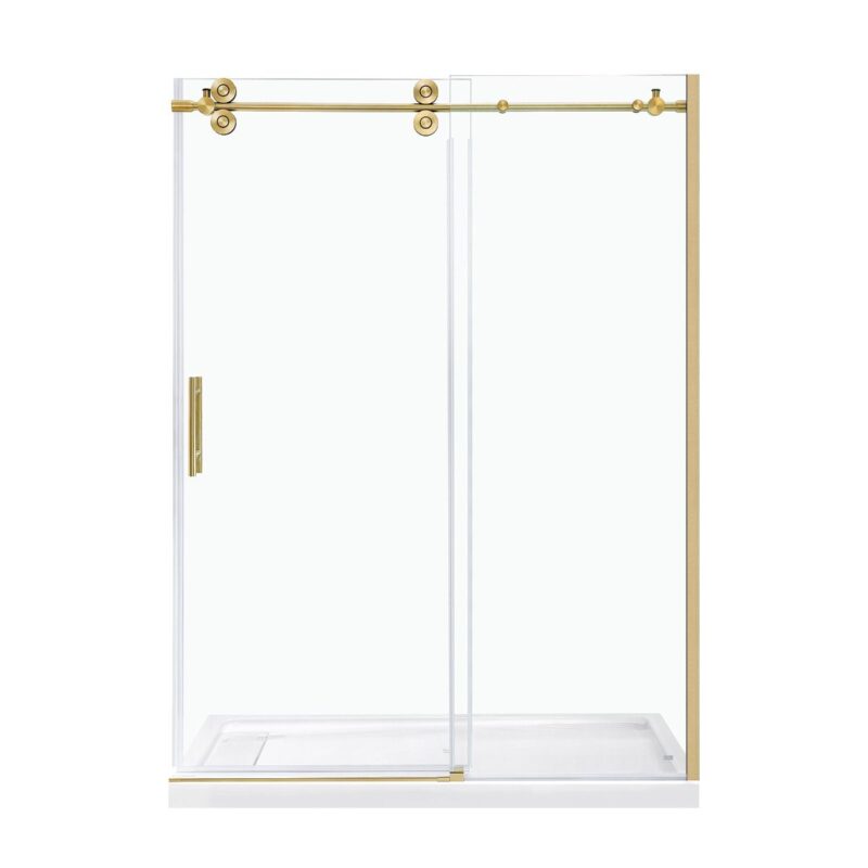 W60* H74 SHOWER SLIDING DOOR GLASS GOLD WITH NANO TECH