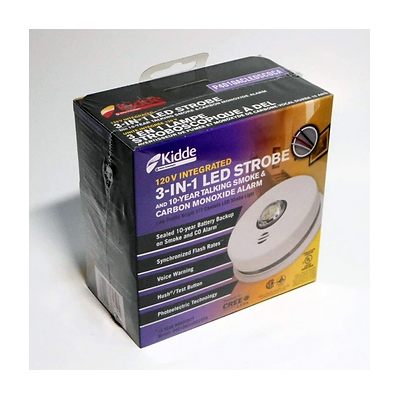 Kidde P4010ACLEDSCOCA-2/ 3-IN-1 120V Integrated LED Strobe And 10-Year Talking Smoke