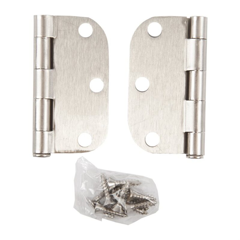2PC DOOR HINGE 3IN X 3IN ROUND CORNER 5 / 8IN SATIN NICKEL STEEL
