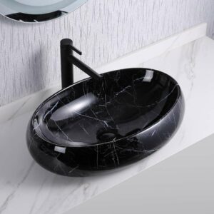62 X 42 X 16 cm Black Oval Ceramic Sink 8252MB