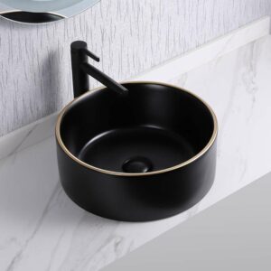 40 X 40 X 16.5 cm Black Round Ceramic Sink 8118BB