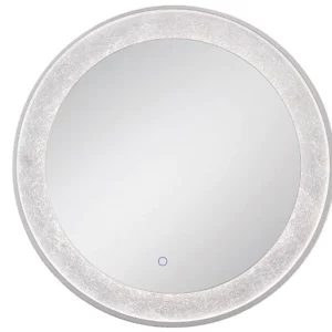 30 Inch Silver Round Accent Vanity LED Mirror with Touch Button, Anti-Fog, Dimmable and Colour Tuneable LEDs