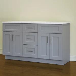 BLISS STRIGHT EDGE SHAKER 60″ Solid Wood Vanity With Quartz Countertop
