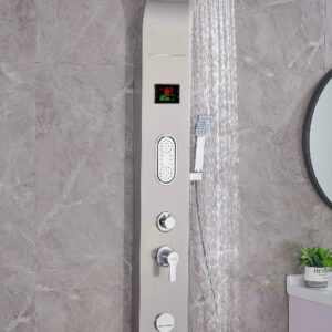 LUXURY SHOWER PANEL TOWER STAINLESS STEEL WITH LCD SCREEN ZM6211S (BLACK, SILVER)