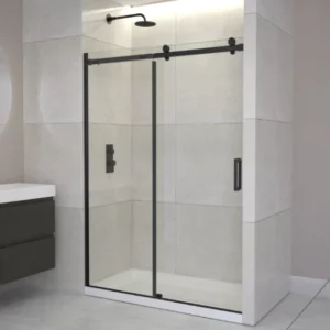 Shower Sliding Door Glass Matte Black
