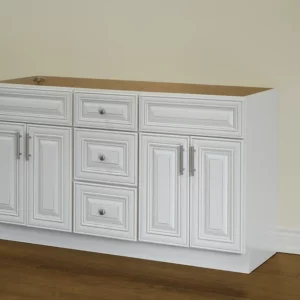 60″ Solid Wood CLASSIC CHANTEL WHITE Vanity With Quartz Countertop
