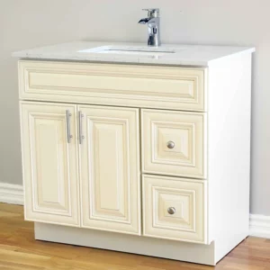 36″ Solid Wood CLASSIC IVORY Vanity with Quartz Countertop