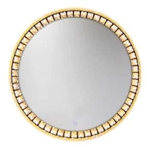 24 Inch Round Crystallized Decor/Bathroom LED Mirror with Touch Button, Dimmable and Colour Tuneable LEDs