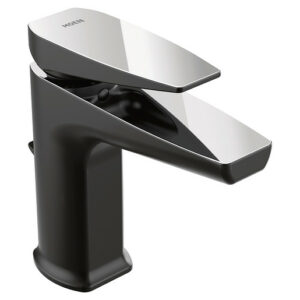 Via Matte Black/Chrome One-Handle Low Arc Bathroom Faucet S8000BLC