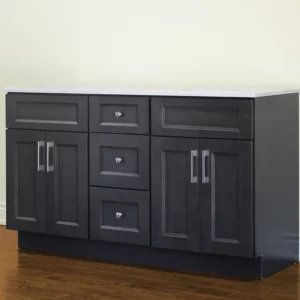 STRAIGHT SHAKER ROYAL 60″ Solid Wood Vanity With Quartz Countertop