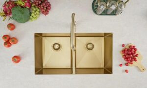 Undermount Kitchen Double Bowl Sink (Gold)
