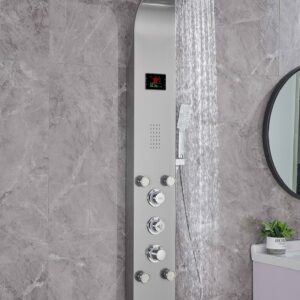 LUXURY SHOWER PANEL TOWER STAINLESS STEEL WITH LCD SCREEN ZM-26 (BLACK, SILVER)