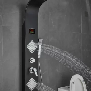 LUXURY SHOWER PANEL TOWER STAINLESS STEEL WITH LCD SCREEN ZM6215 (BLACK, SILVER