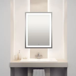 24 x 32 Inch Vanity/Bathroom Adjustable LED Mirror with Touch Button, Anti-Fog, Dimmable and Colour Tuneable LEDs