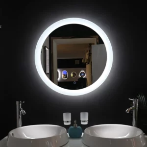 26 Inch Round Modern Bathroom LED Mirror with Touch Button, Anti-Fog, Dimmable and Colour Tuneable LEDs
