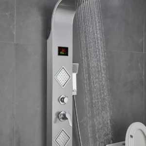 LUXURY SHOWER PANEL TOWER STAINLESS STEEL WITH LCD SCREEN ZM6215 (BLACK, SILVER)