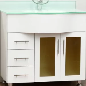 36″ Solid Wood Vanity with Glass Countertop – TC – 3602